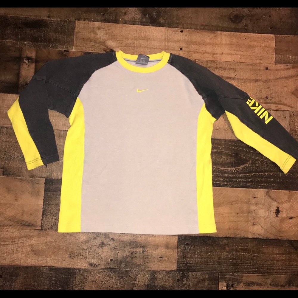 Nike Boys 8 long Sleeve Top Shirt Yellow Gray